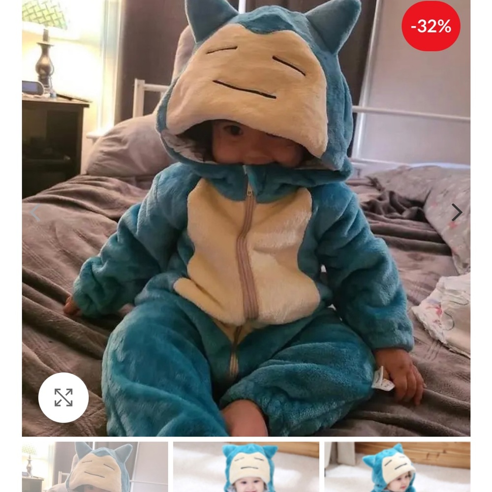 Baby Pokémon Snorlax Onesie Costume Pajamas - Size 18-24m